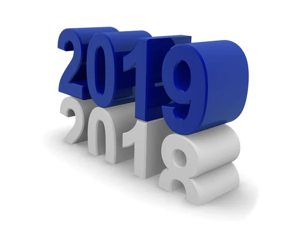 Yeni Yıl 2019 Konsepti Beyaz Arkaplandaki Görüntü Görüntüleme — Stok fotoğraf