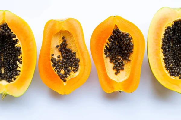Papaya Gyümölcs Fehér Alapon — Stock Fotó