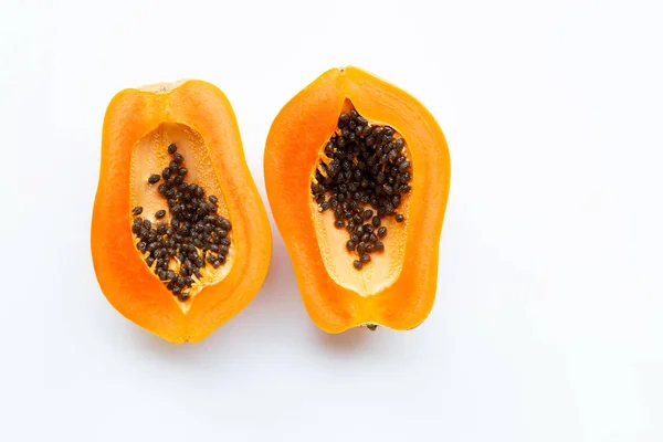 Édes Papaya Gyümölcs Fehér Alapon — Stock Fotó