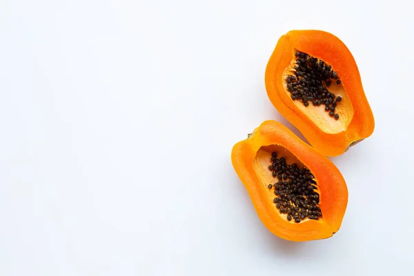 Fruto Papaya Sobre Fondo Blanco Copiar Espacio —  Fotos de Stock