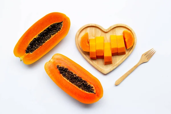 Papaya Gyümölcs Fehér Alapon — Stock Fotó