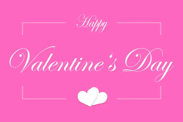 Rózsaszín Illusztráció Kártya Szöveggel Boldog Valentin Napot Szív — Stock Fotó