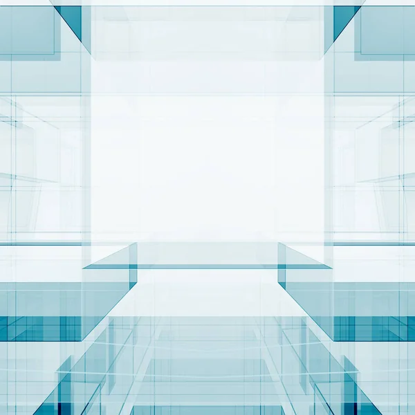 Abstraktní Modré Sklo Futuristický Koncept Vykreslování — Stock fotografie