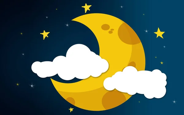 Luna Creciente Nubes Cielo Nocturno Representación —  Fotos de Stock