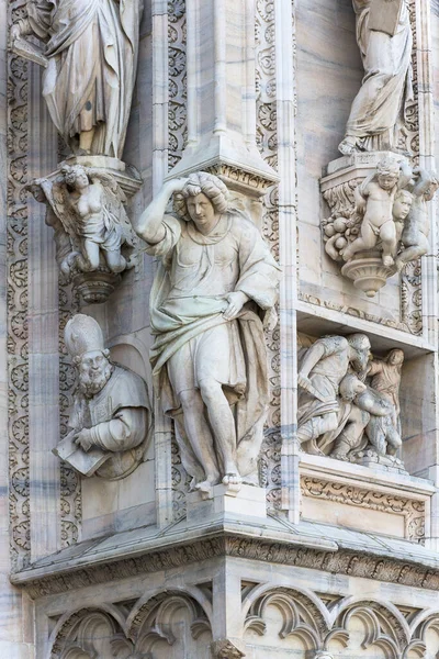 Catedral Milão Duomo Milano Igreja Gótica Detalhes Fachada Milão Itália — Fotografia de Stock