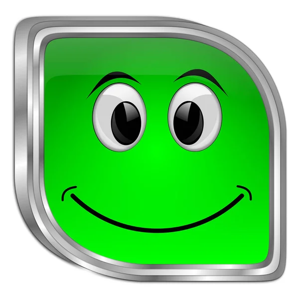 Botón Verde Con Cara Sonriente Ilustración — Foto de Stock