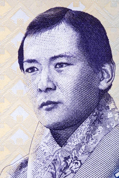 Jigme Dorji Wangchuck Porträtt Från Bhutanesiska Pengar — Stockfoto