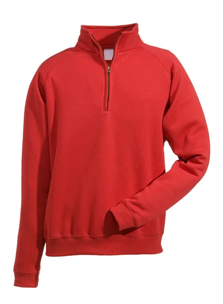 Reißverschluss Sweatshirt Rot Isoliert Auf Weiß — Stockfoto