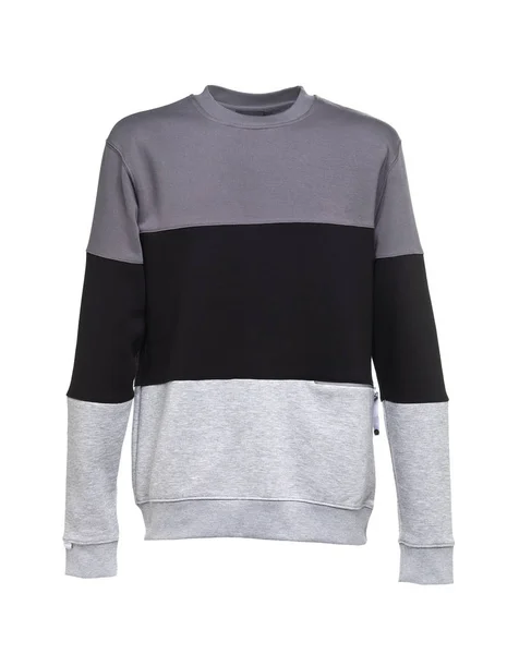 Sweatshirt Tri Color Schwarz Grau Isoliert Auf Weiß — Stockfoto