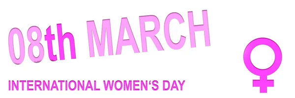 Pink Illustration Panorama Card Women Sign Text March International Women — Stock Photo, Image