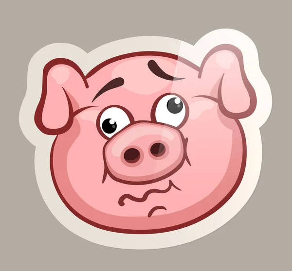 Crazy Pig Funny Emotional Pig Muzzles Paper Sticker Vector Illustration — Stock Photo, Image