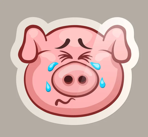 豚の涙を流します 紙ステッカーで面白い感情的な豚グリグリ ベクトル イラスト — ストック写真
