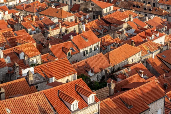 Titta Historiska Röda Tak Byggnader Dubrovnik Kroatien — Stockfoto