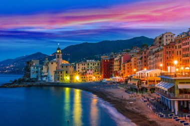 The tourist resort of Camogli on the Italian Riviera in the Metropolitan City of Genoa, Liguria, Italy clipart