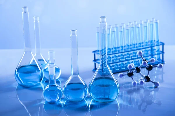 Glaswerk Laboratoriumbekers Wetenschappelijk Experiment — Stockfoto