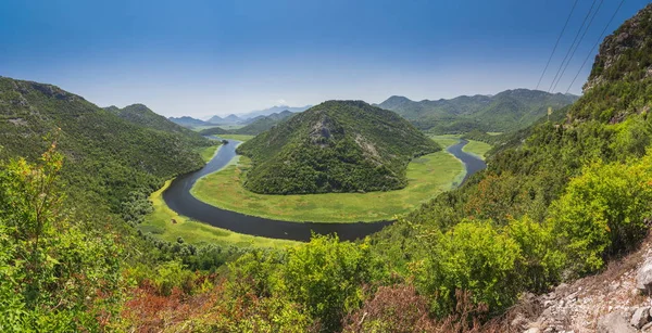 Panoramic View Huge Bend Tsrnoyevicha River Forest Rijeka Crnojevica Черногория — стоковое фото