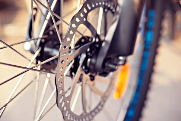 Nahaufnahme Einer Glänzenden Fahrradscheibe — Stockfoto