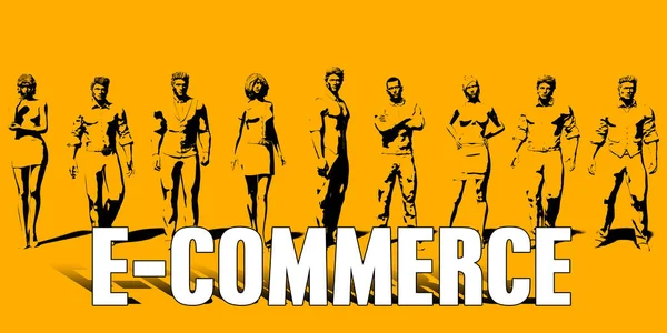 Concetto Commerce Con Professionisti Del Business Piedi Fila — Foto Stock