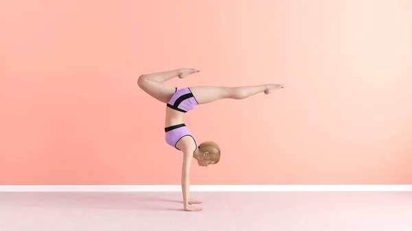 Soporte Mano Yoga Pose Mujer Mujer Concepto Demostración —  Fotos de Stock