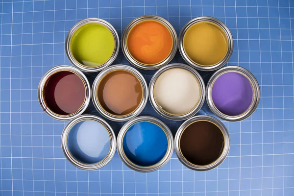 Sfondo Lattine Multicolore Vernice — Foto Stock