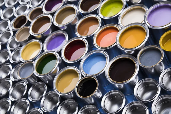 Concept Group Tin Metal Cans Color Paint — Stock Photo, Image