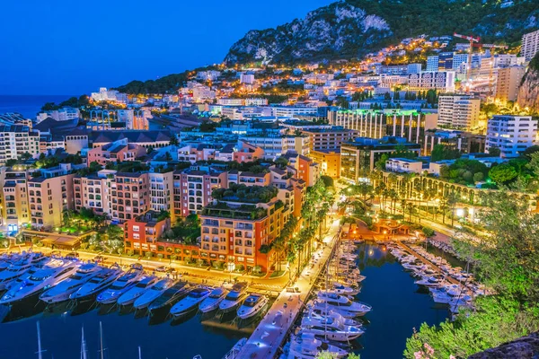 Vista Ciudad Mónaco Riviera Francesa Después Del Atardecer — Foto de Stock