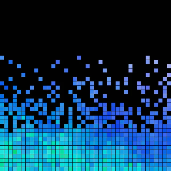 Astratto Quadrato Pixel Mosaico Sfondo Blu Sfondo Nero — Foto Stock