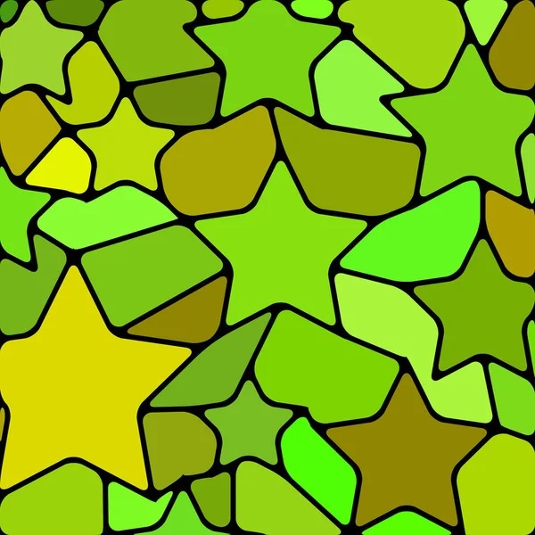 Abstract Stained Glass Mosaic Background Green Brown Stars — 图库照片