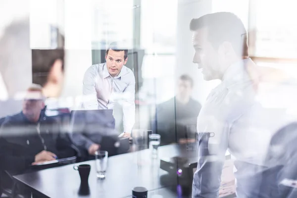 Business Team Brainstorming Meeting Modern Corporate Office Business Executive Delivering — Stock Photo, Image