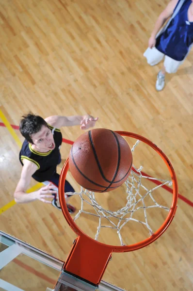 Compétition Cencept Avec Les Gens Qui Jouent Basket Dans Salle — Photo