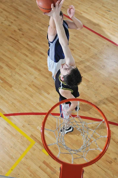 Competitie Cencept Met Mensen Die Basketbal Spelen Sportschool — Stockfoto