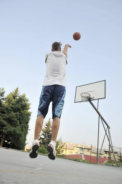 Basketball Player Practicing Posing Basketball Sports Athlete Concept — Stock Photo, Image