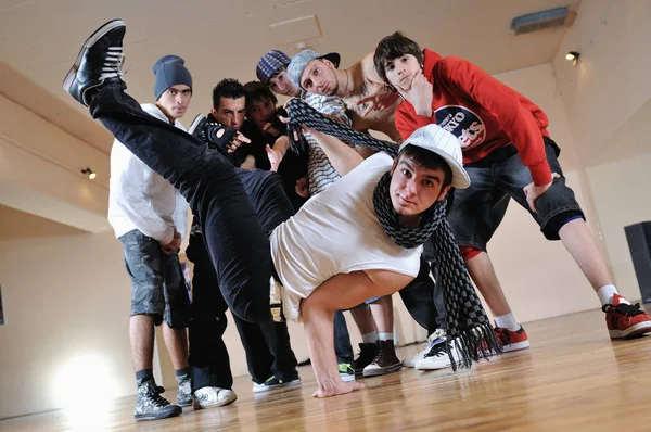 Group Young Happy Boys Posing Together Dence Studio — Stock Photo, Image