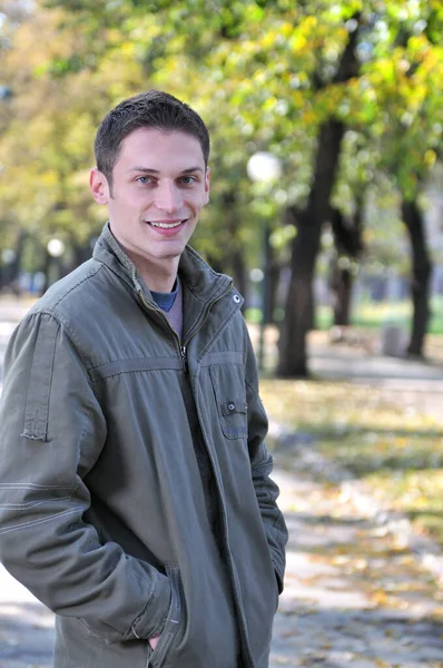 Happy Young Casual Man Outdoor Portrait Smiling — Stock Photo, Image
