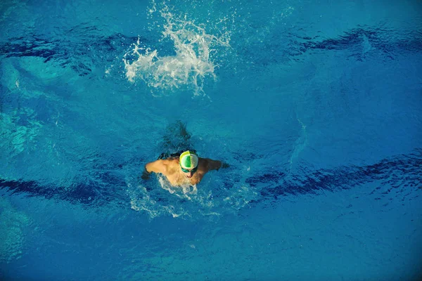 Health Fitness Lifestyle Concept Young Athlete Swimmer Recreating Olimpic Pool — Stock Photo, Image