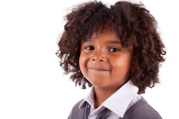 Portrét Roztomilý Afrických Amerických Malého Chlapce Izolovaných Bílém Pozadí — Stock fotografie