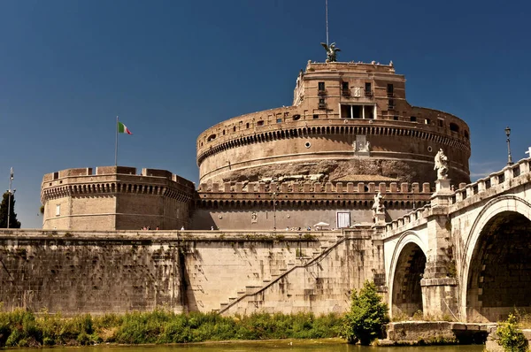 Castel Sant Angelo Engelsburg Engels Bridge Rome — стоковое фото
