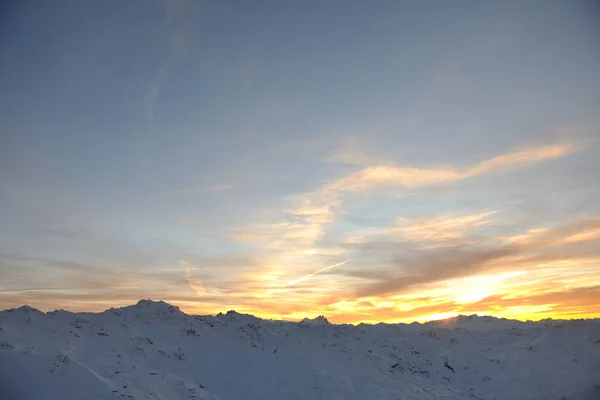 Montagne Neige Frais Coucher Soleil Station Ski France Val Épines — Photo