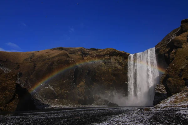 斯科加瀑布 冰岛的瀑布 — 图库照片