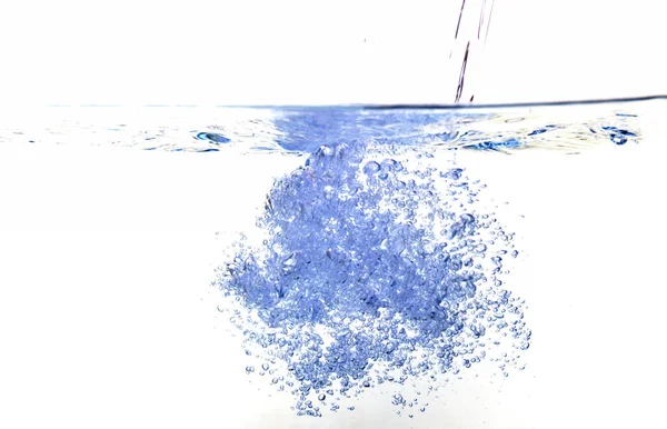 Blauwe Water Zeepbel Witte Achtergrond — Stockfoto