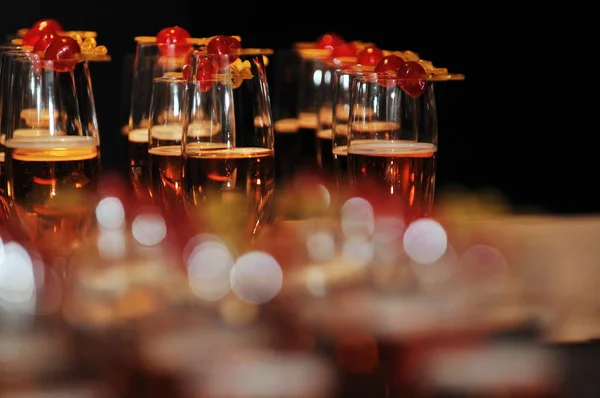 Cocktail Banchetto Evento Catering Presso Bellissimo Ristorante Dell Hotel Notte — Foto Stock