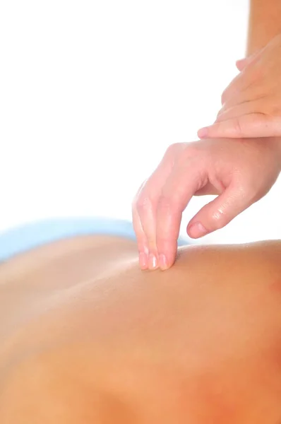 Rug Massage Het Spa Wellness Centrum Met Mooie Brinette Vrouw — Stockfoto