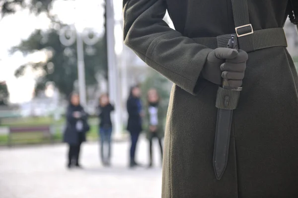 Soldiers Boot Row Dolmabahche Guard Army Military Service — Stock Photo, Image