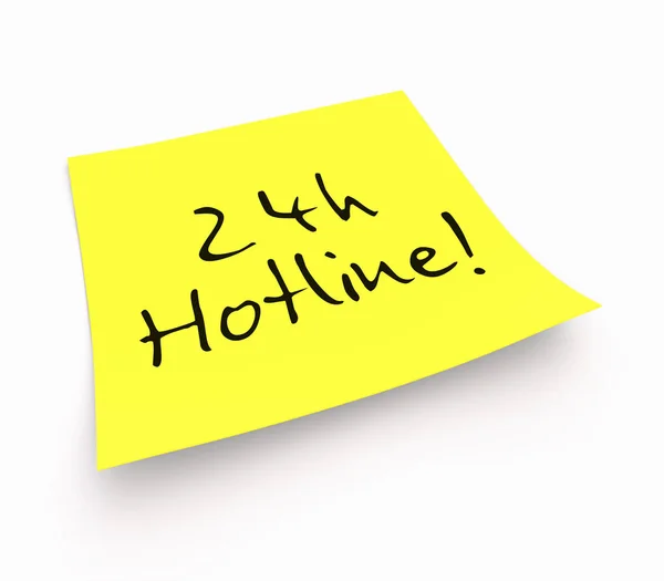 Sticky Note 24H Hotline — Stock Photo, Image