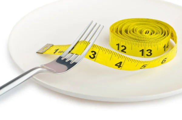 Dieetconcept Met Vork Meter — Stockfoto