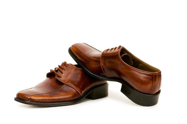 Sapatos Castanhos Isolados Fundo Branco — Fotografia de Stock