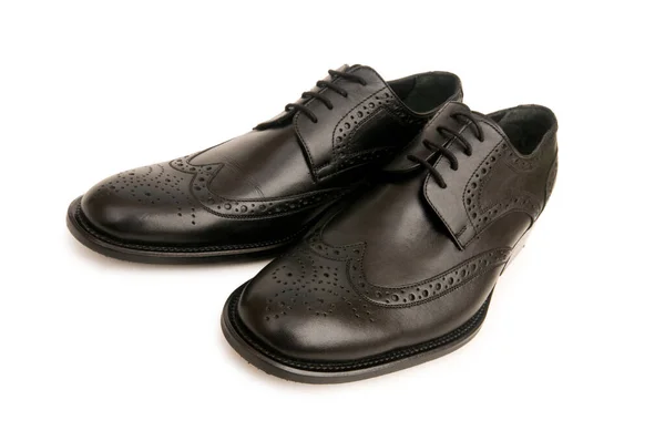 Chaussures Noires Isolées Sur Fond Blanc — Photo