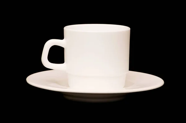 Tazza Bianca Isolata Sullo Sfondo Nero — Foto Stock