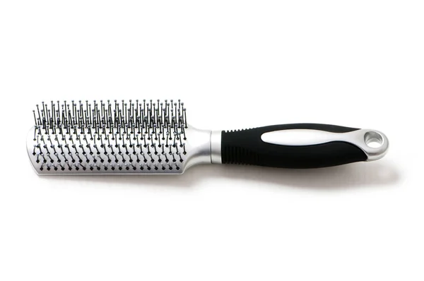 Silver Hairbrush Isolated White Background — Stock Photo, Image