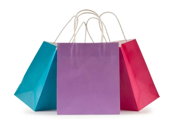 Colourful Paper Shopping Bags Isolated White — Stock Photo, Image